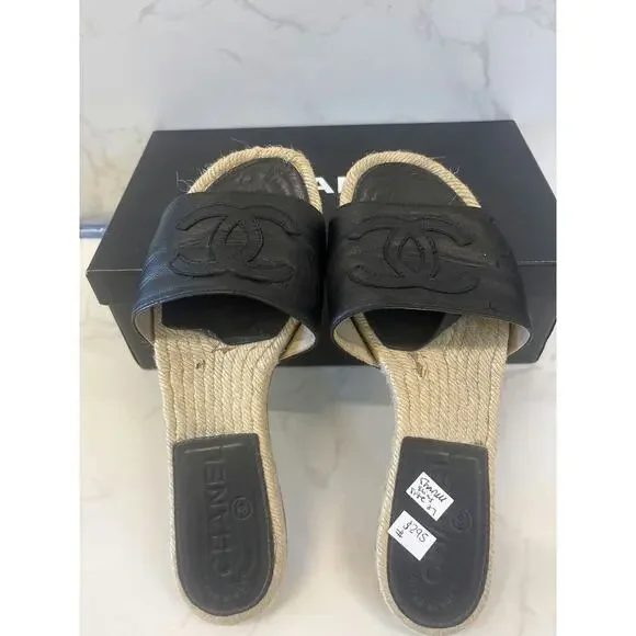 Chanel Espadrille Slides - Size 37